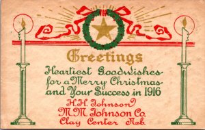 1916 Christmas PC M.M. Johnson Co Old Trusty Incubator Clay Center Nebraska