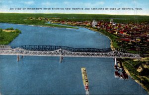 Tennessee Memphis Aerial View Memphis and Arkansas Bridges Over Mississippi R...