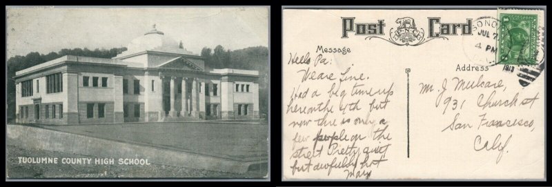 1913 Vintage  RPPC Tuolumne County High School Sonoma California GORGEOUS