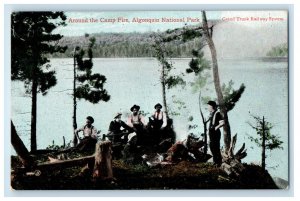 c1910 Around the Camp Fire Grand Trunk Railway Algonquin National Park Postcard