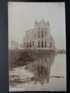 Yorkshire WHITBY ABBEY Reflection in Pond c1940 RP Postcard