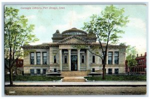 1907 Entrance to Carnegie Library Fort Dodge Iowa IA Antique Posted Postcard