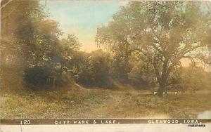 1910 Hand Tinted GLENWOOD, IOWA RPPC City Park & Lake postcard 9120