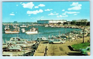 CHICAGO, IL Illinois BURNHAM PARK YACHT HARBOR c1950s Cars Postcard