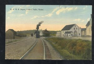 LISBON MAINE CENTRAL RAILROAD DEPOT TRAIN STATION VINTGE OSTCARD