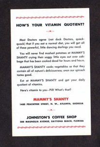 GA Mammy's Shanty Restaurant Atlanta Georgia Mammys Coffee Shop Florida Daytona