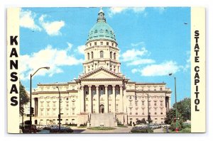 Kansas State Capitol Topeka Kansas Postcard Old Cars