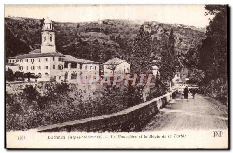Old Postcard Laghet (Alpes Martitimes) The Monastery and Route de la Turbie