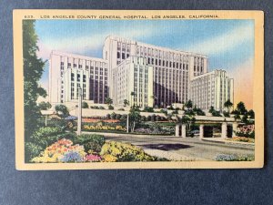 Los Angeles County General Hospital Los Angeles CA Linen Postcard H1161085105