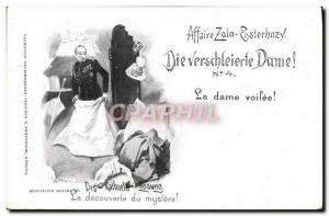 Old Postcard Dreyfus Affair Zola Esterhazy The veiled lady