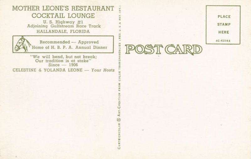 Hallandale FL, Florida - Mother Leone's Restaurant and Cocktail Lounge
