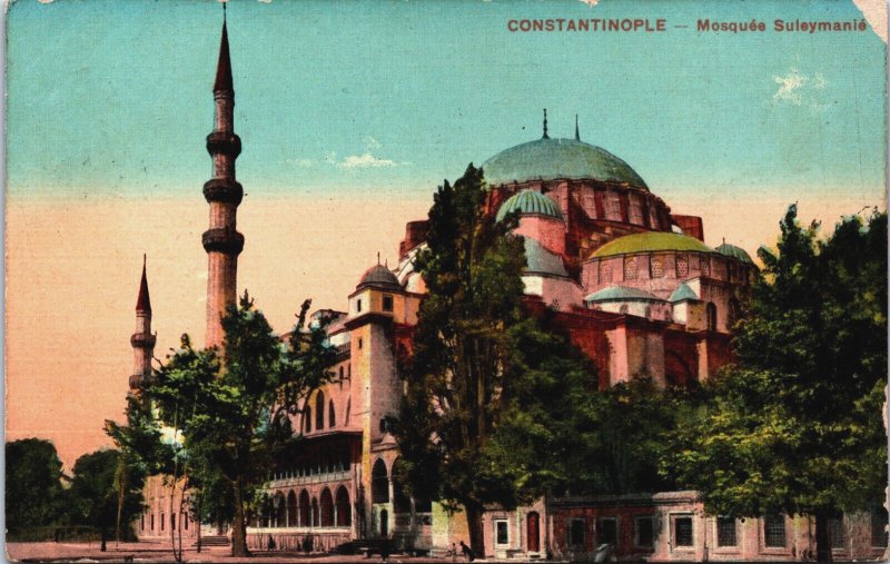 Turkey Istanbul Constantinople Mosque Suleymaniye Vintage Postcard C269