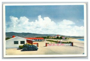 Vintage Chrome Photo Postcard 1950's Ensenada Mexico Beach Cars POSTED