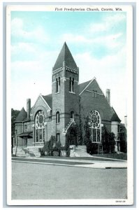 Oconto Wisconsin Postcard First Presbyterian Church Chapel c1940 Vintage Antique