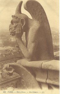 Paris France Notre Dame Cathedral Une Chimere Gargoyle