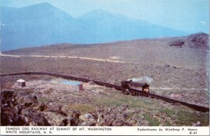Postcard NH White Mountains - Famous Cog Railway at Summit of Mt. Washington