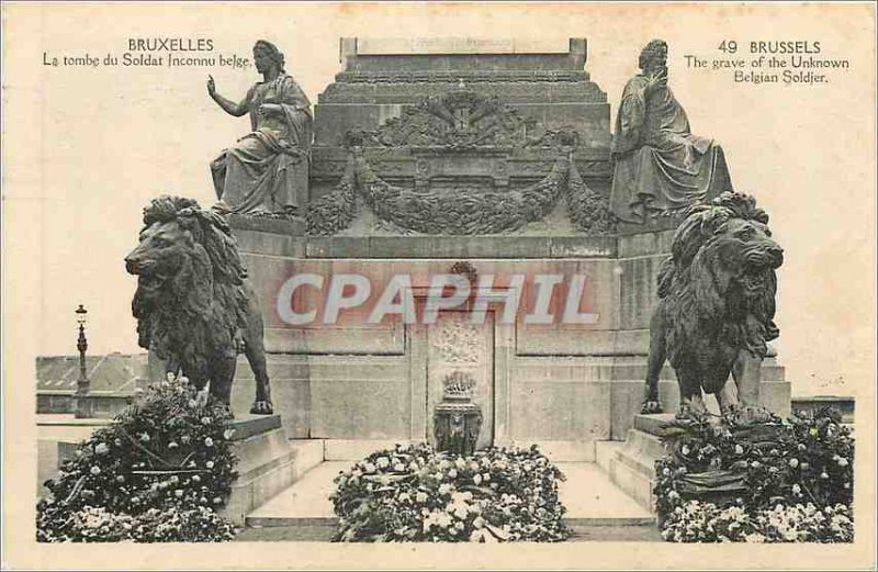 Brussels Old Postcard Tomb of the Unknown Soldier Belgian Lion