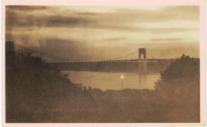 New York City NYC George Washington Bridge RPPC Dusk 1948 