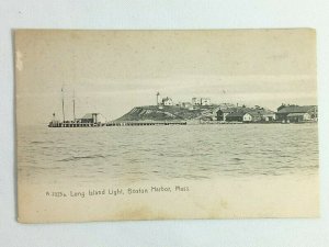 Vintage Postcard 1900's Long Island Light Boston Harbor MA Massachusetts