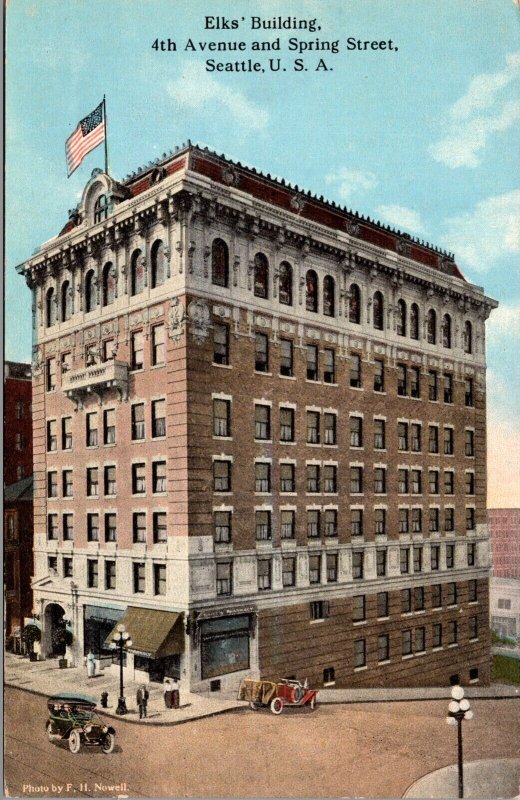 Postcard Elks Building 4th Avenue and Spring Street in Seattle, Washington