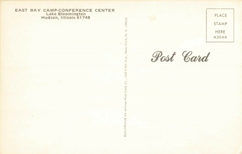 Postcard East Bay Camp Conference Center Lake Bloomington Hudson Illinois