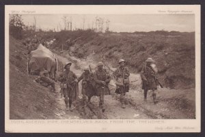GREAT BRITAIN, Postcard, Highlanders pipe themselves back from the trenches, WWI