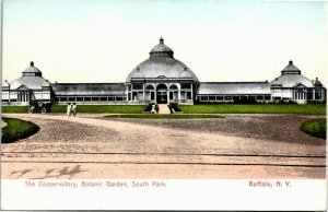 Postcard NY Buffalo The Conservatory Botanic Garden South Park Old Car ~1905 M25