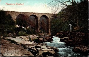 Ponfsarn Viaduct Antique Postcard Valentines UNP WOB Note 