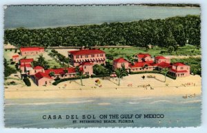 ST. PETERSBURG BEACH, Florida FL ~ CASA DEL SOL Resort Hotel 1953 Linen Postcard