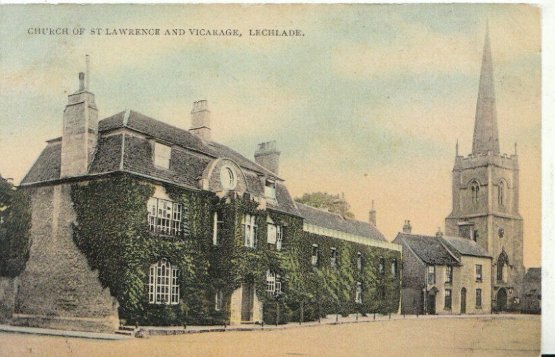 Gloucestershire Postcard - Church of St Lawrence & Vicarage, Lechlade  Ref 7160A