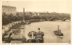 England London Postcard The Thames Embankment picture sailing boats