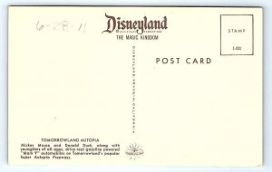 DISNEYLAND, CA  ~ Mickey Mouse AUTOPIA Donald Duck 1971 Tomorrowland Postcard