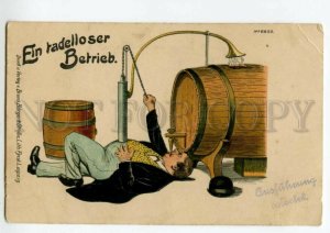 493088 COMIC Fat Drunk Man BEER cycle in Bar Vintage postcard