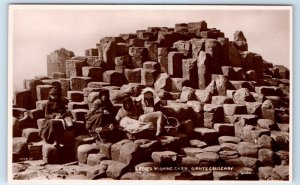 RPPC Ladies Wishing Chair Giant's Causeway Northern Ireland UK Postcard