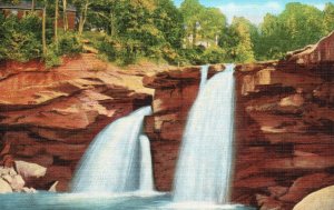 Vintage Postcard East Falls Of Black River Cascade Park Rock Formation Elyria OH