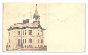 Postcard High School Building Ness City KS. Kansas RPPC c1910 Postmark