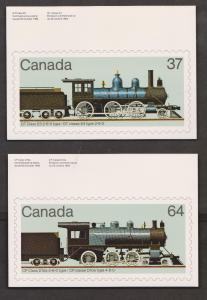 Train Stamps On Postcards - Canada Set Of 4 - Unused