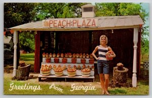 Georgia Peach Plaza Greetings From Georgia Roadside Stand Postcard C32