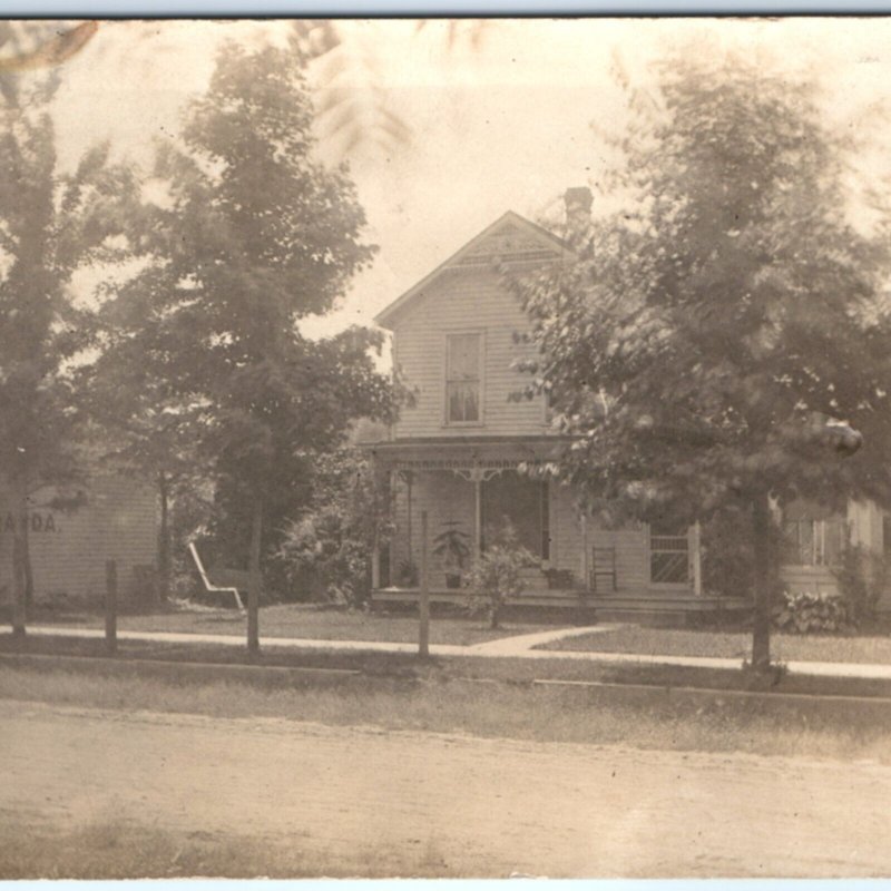 c1910s Street View of House & Doctor Miranda RPPC Woodwork Trim Real Photo A134