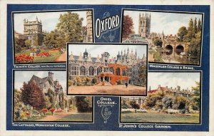 5 Views of Colleges of Oxford, England, Great Britain, Early Postcard, Unused