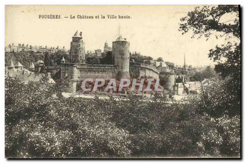 Old Postcard Fougeres Chateau and the Upper Town