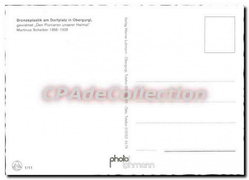 Postcard Modern Bronzeplastik am Dorfplatz in Obergurgl Gewidmet Den Pioniere...