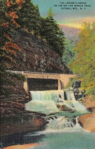 New York NY  MOORE'S BRIDGE~Rip Van Winkle Trail  CATSKILL MTNS  1941 Postcard