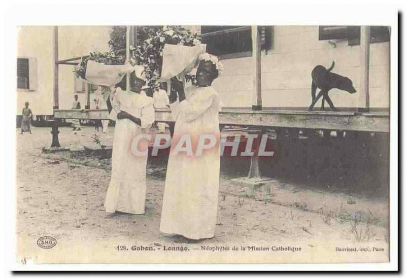  Gabon Vintage Postcard Loango Neophytes of the catholic mission