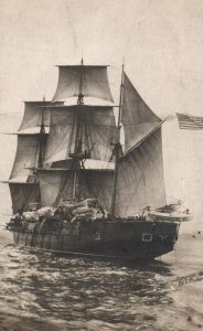 USS Hartford Civil War Steamer Ship E. Muller Photo Postcard c.1901