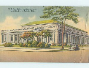 Linen POST OFFICE SCENE Toledo Ohio OH AF0968