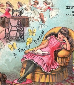 1880s L.C. Ketcham New Home Sewing Machine A Fairy Dream Girl Sleeping F19