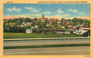 SOMERSET PA ROOF GARDEN OF PENNSYLVANIA ON AMERICAS SUPER HWY POSTCARD c1940