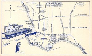 SMITH BROS Fish Shanty Restaurant Walteria, CA Map Torrance Los Angeles Postcard