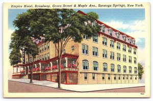 Empire Hotel Broadway Grove Street & Maple Avenue Saratoga Springs NY Postcard